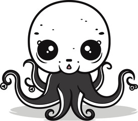 Cute Octopus Cartoon Mascot Character Vector Illustration.