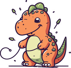 Cute cartoon dinosaur. Vector illustration. Cute cartoon dinosaur.