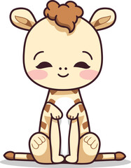 Cute giraffe character design. Cute cartoon vector illustration.