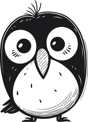 Cute cartoon penguin isolated on white background. Vector illustration.