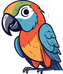 Parrot vector illustration. Isolated parrot on white background.
