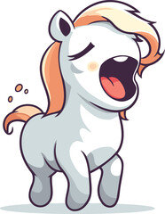 Cute cartoon horse isolated on a white background. Vector illustration.