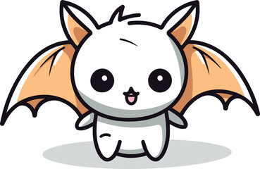Cute bat character vector illustration. Cartoon style isolated on white background.