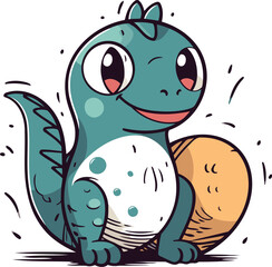 Cute cartoon dinosaur. Vector illustration isolated on a white background.