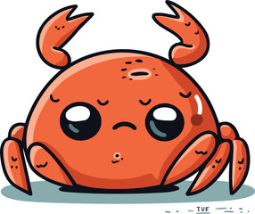 Cute cartoon crab. Vector illustration isolated on a white background.