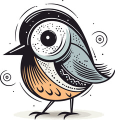 Cute cartoon bird. Vector illustration. Isolated on white background.