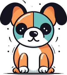 Cute cartoon dog isolated on white background. Vector illustration in flat design.