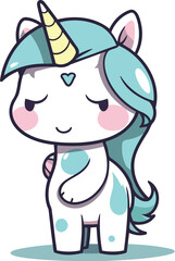 Cute unicorn isolated on white background. Vector illustration for your design