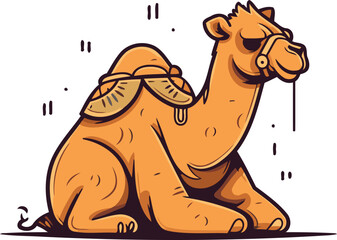 Camel on a white background. Vector illustration in cartoon style.