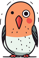 Cute cartoon parrot. Vector illustration. Isolated on white background.