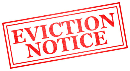 Real official stamp with eviction notice. Vector illustration of an official red rectangular stamp with bold EVICTION NOTICE inscription, ideal for legal or property related content.