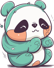 Cute cartoon panda bear. Vector illustration. Isolated on white background.