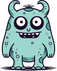Funny cartoon monster. Vector illustration of a cute monster character.