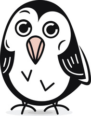 Cute penguin isolated on a white background. Vector illustration.
