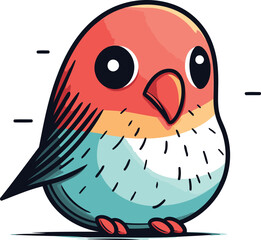 Cute little bird vector illustration. Cartoon character. Cute animal.