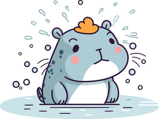 Cute cartoon hamster crying. Vector illustration in a flat style.