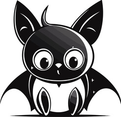 Cute cartoon black cat isolated on white background. Vector illustration.