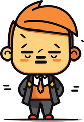 Cute Cartoon Businessman Character in Flat Design Style. Vector Illustration.