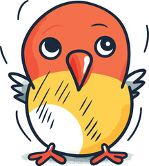Cute little bird cartoon vector illustration isolated on a white background.