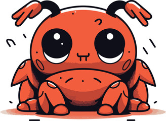 Cute cartoon crab. Vector illustration. Isolated on white background.