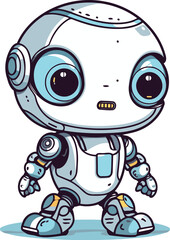 Cute little robot. Isolated on white background. Vector illustration.