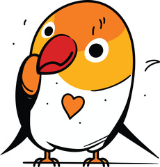 Cute cartoon parrot. Vector illustration isolated on white background.