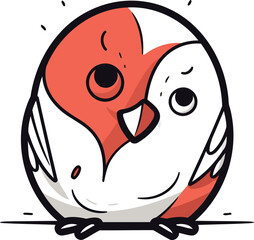 Vector illustration of cute cartoon bullfinch on white background. Isolated.