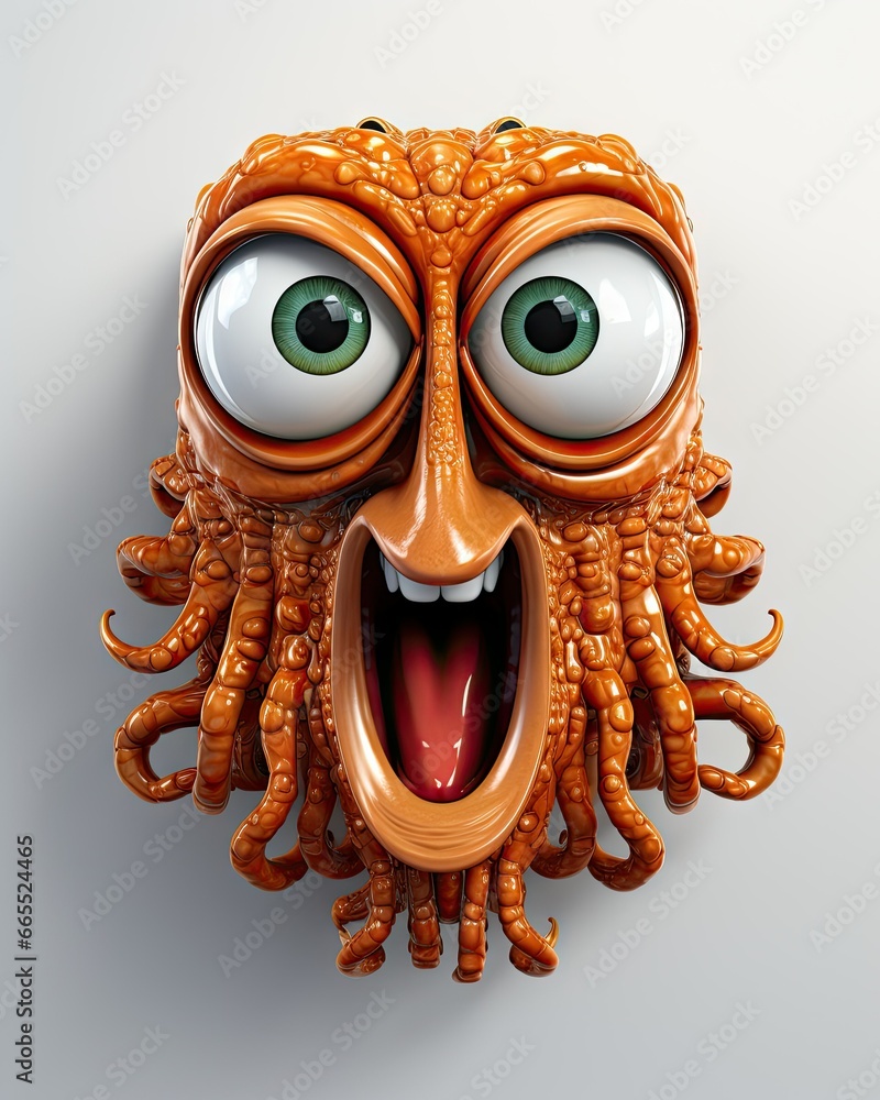 Poster a close up of a mask with an octopus like face. generative ai