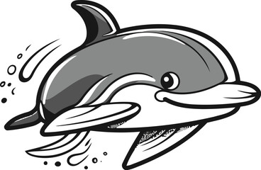 Cartoon dolphin. Vector illustration for t shirt print or poster.