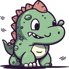 Cartoon Dinosaur Vector Illustration. Cute Dinosaur Vector Illustration