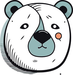 Polar bear face. Vector illustration in doodle style.