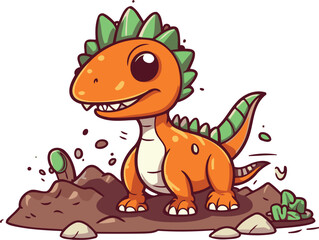Cute cartoon dinosaur. Vector illustration isolated on a white background.
