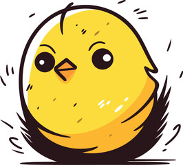 Cute cartoon chick. Vector illustration isolated on a white background.
