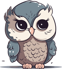 Cute cartoon owl isolated on a white background. Vector illustration.