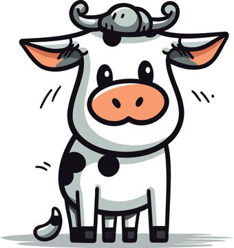 Cartoon cow. Vector illustration of a cute cartoon cow. Farm animal.