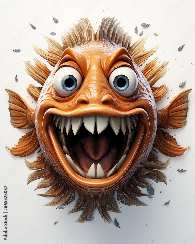 Aufkleber a close up of a fish with its mouth open and eyes wide open. generative ai