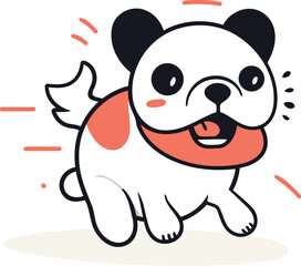 Cute pug dog running. Vector illustration in cartoon style.