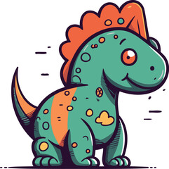 Cute cartoon dinosaur. Vector illustration of a prehistoric dino.