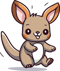 Kangaroo cartoon character vector illustration. Cute kangaroo kangaroo animal mascot.