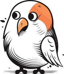 Vector illustration of a cute cartoon parrot isolated on white background.