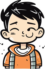 Cute cartoon boy with funny expression. Vector illustration on white background.