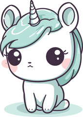 Cute cartoon unicorn. Vector illustration isolated on a white background.