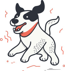 Cute cartoon dog with bone. Vector illustration in line style.