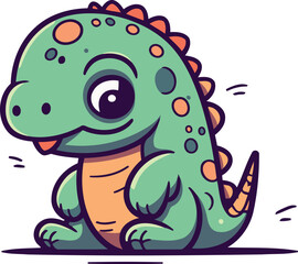 Cute cartoon dinosaur. Vector illustration isolated on a white background.