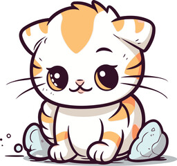 Cute cartoon cat. Vector illustration isolated on a white background.