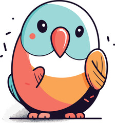 Cute cartoon bird. Vector illustration. Isolated on white background.