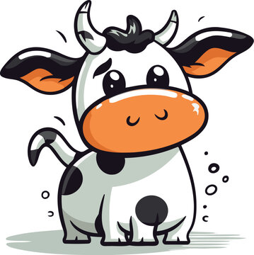 Cute cartoon cow. Vector illustration isolated on a white background.