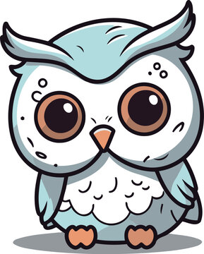 Owl character cartoon style vector illustration. Cute owl mascot.
