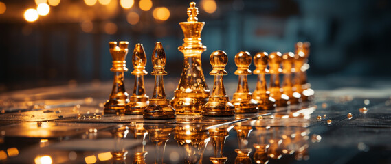Edle Schachfiguren in kristallen Gold