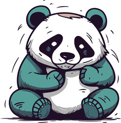 Vector illustration of a cute cartoon panda. Isolated on white background.